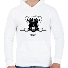 PRINTFASHION Boxer - Férfi kapucnis pulóver - Fehér férfi pulóver, kardigán