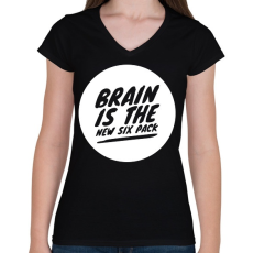PRINTFASHION Brain is the new - Női V-nyakú póló - Fekete