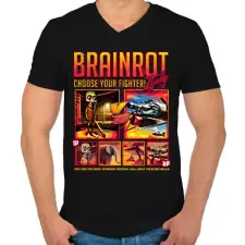 PRINTFASHION Brainrot Italy Choose your fighter - Férfi V-nyakú póló - Fekete férfi póló