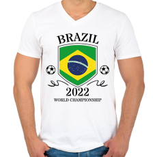 PRINTFASHION Brazil 2022 - Férfi V-nyakú póló - Fehér