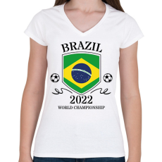 PRINTFASHION Brazil 2022 - Női V-nyakú póló - Fehér
