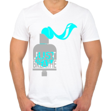 PRINTFASHION Breathe it - Férfi V-nyakú póló - Fehér férfi póló