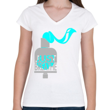 PRINTFASHION Breathe it - Női V-nyakú póló - Fehér női póló