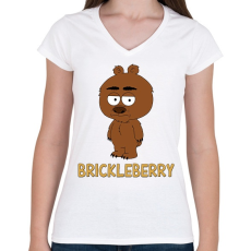 PRINTFASHION Brickleberry: Malloy - Női V-nyakú póló - Fehér