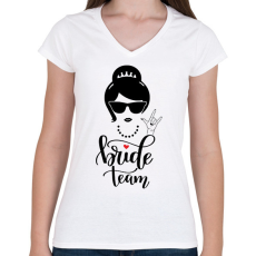 PRINTFASHION Bride Team 1 - Női V-nyakú póló - Fehér