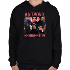 PRINTFASHION Bridgerton Anthony - Gyerek kapucnis pulóver - Fekete