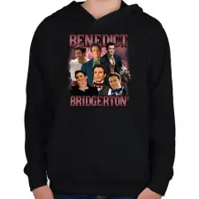 PRINTFASHION Bridgerton Benedict - Gyerek kapucnis pulóver - Fekete gyerek pulóver, kardigán
