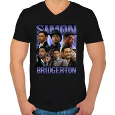 PRINTFASHION Bridgerton Simon - Férfi V-nyakú póló - Fekete