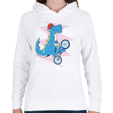 PRINTFASHION Bringás T-rex - Női kapucnis pulóver - Fehér