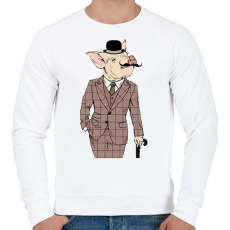 PRINTFASHION British style Pig - Férfi pulóver - Fehér