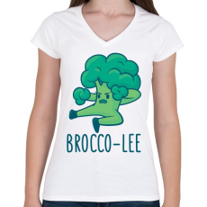 PRINTFASHION Brocco Lee - Női V-nyakú póló - Fehér