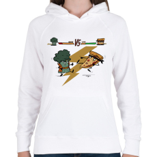 PRINTFASHION Brokkoli vs. Pizza - Női kapucnis pulóver - Fehér