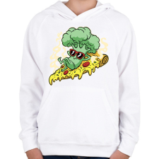 PRINTFASHION Brokkolis pizza - Gyerek kapucnis pulóver - Fehér gyerek pulóver, kardigán