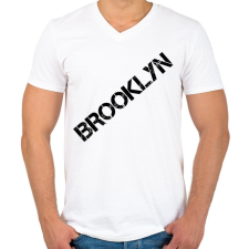 PRINTFASHION Brooklyn  - Férfi V-nyakú póló - Fehér férfi póló