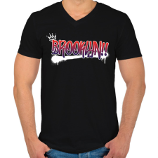 PRINTFASHION Brooklyn graffiti - Férfi V-nyakú póló - Fekete férfi póló