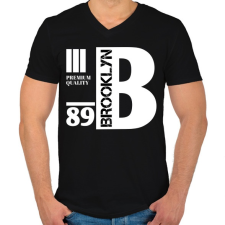 PRINTFASHION Brooklyn premium quality 89 - Férfi V-nyakú póló - Fekete férfi póló