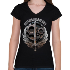 PRINTFASHION Brotherhood of Steel - Női V-nyakú póló - Fekete női póló
