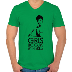 PRINTFASHION Bruce Lee - Férfi V-nyakú póló - Zöld