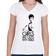 PRINTFASHION Bruce Lee - Női V-nyakú póló - Fehér női póló
