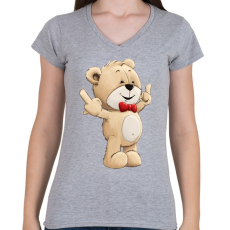 PRINTFASHION Brumi - Női V-nyakú póló - Sport szürke