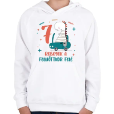 PRINTFASHION Brumm, brumm, robogok - Számmal - Gyerek kapucnis pulóver - Fehér