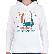 PRINTFASHION Brumm, brumm, robogok - Számmal - Női kapucnis pulóver - Fehér női pulóver, kardigán