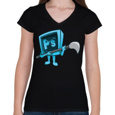 PRINTFASHION Brush - Női V-nyakú póló - Fekete női póló