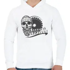 PRINTFASHION Brutál jó asztalos - Férfi kapucnis pulóver - Fehér női pulóver, kardigán
