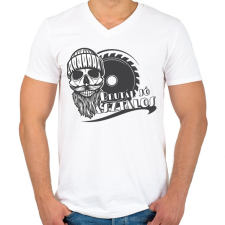 PRINTFASHION Brutál jó asztalos - Férfi V-nyakú póló - Fehér férfi póló