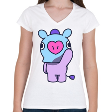 PRINTFASHION BT21 - Női V-nyakú póló - Fehér női póló