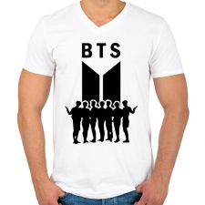 PRINTFASHION BTS 01 - Férfi V-nyakú póló - Fehér férfi póló