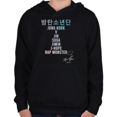 PRINTFASHION BTS dedikálva - Gyerek kapucnis pulóver - Fekete