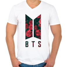 PRINTFASHION BTS - Férfi V-nyakú póló - Fehér