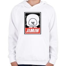 PRINTFASHION BTS JIMIN - Gyerek kapucnis pulóver - Fehér