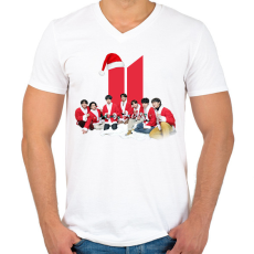 PRINTFASHION BTS Karácsony  - Férfi V-nyakú póló - Fehér