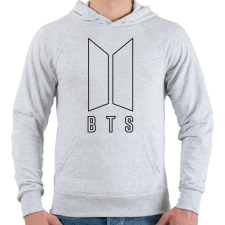 PRINTFASHION BTS kontúr - Férfi kapucnis pulóver - Sport szürke férfi pulóver, kardigán