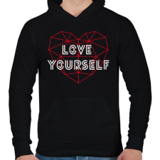 PRINTFASHION BTS - Love yourself - Férfi kapucnis pulóver - Fekete férfi pulóver, kardigán