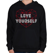 PRINTFASHION BTS - Love yourself - Gyerek kapucnis pulóver - Fekete gyerek pulóver, kardigán