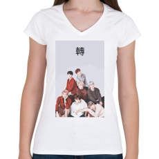 PRINTFASHION BTS Love Yourself Tear - Női V-nyakú póló - Fehér