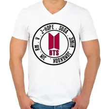 PRINTFASHION BTS music band - Férfi V-nyakú póló - Fehér férfi póló