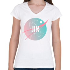 PRINTFASHION BTS NASA: JIN - Női V-nyakú póló - Fehér