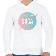 PRINTFASHION BTS NASA: SUGA - Férfi kapucnis pulóver - Fehér férfi pulóver, kardigán