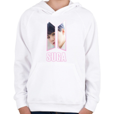 PRINTFASHION BTS Suga - Gyerek kapucnis pulóver - Fehér gyerek pulóver, kardigán