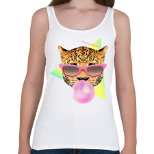 PRINTFASHION Bubble gum leo - Női atléta - Fehér női trikó