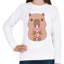 PRINTFASHION Bubble tea Capybara - Női pulóver - Fehér női pulóver, kardigán
