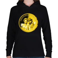 PRINTFASHION Bud Spencer és Terence Hill aranyérme - Női kapucnis pulóver - Fekete