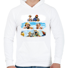 PRINTFASHION Bud Spencer és Terence Hill - Férfi kapucnis pulóver - Fehér férfi pulóver, kardigán