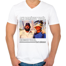 PRINTFASHION Bud Spencer és Terence Hill - Férfi V-nyakú póló - Fehér