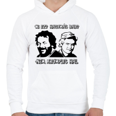 PRINTFASHION Bud Spencer és Terence Hill  ( Mi ez? Hagymás bab?) - Férfi kapucnis pulóver - Fehér