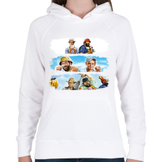 PRINTFASHION Bud Spencer és Terence Hill - Női kapucnis pulóver - Fehér